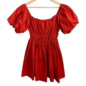 Abercrombie Fitch Puff Sleeve Dress Cottagecore Date Feminine Romantic Red M